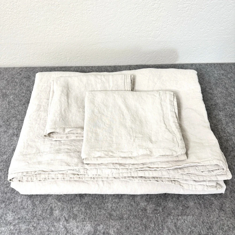 jenni kayne Duvet Cover King Cal King Dusk‎ Ivory Linen 2 Pillow Shams